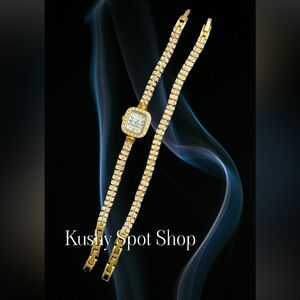 Vintage JOAN RIVERS Goldtone Rhinestone Watch & Bracelet Set NEW ⌚️✨✨⭐️💎